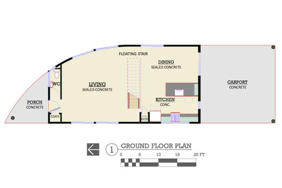 Floor Plan - Main Floor for Modern House Plan #450-6 - 3 bed, 2.5 bath