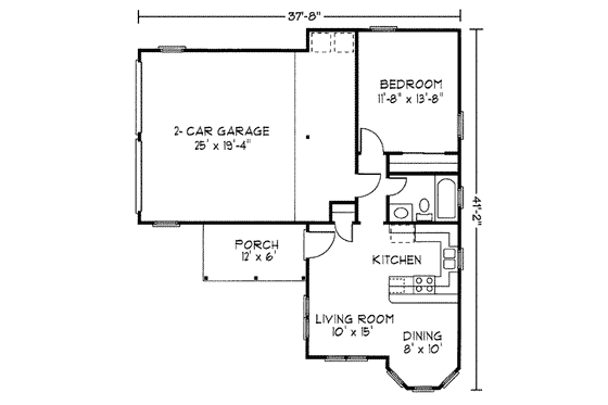 Floor Plan - Main Floor for Cottage House Plan #410-164 - 1 bed, 1 bath