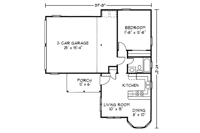 House Plan Design - Floor Plan - Main Floor for Cottage House Plan #410-164 - 1 bed, 1 bath
