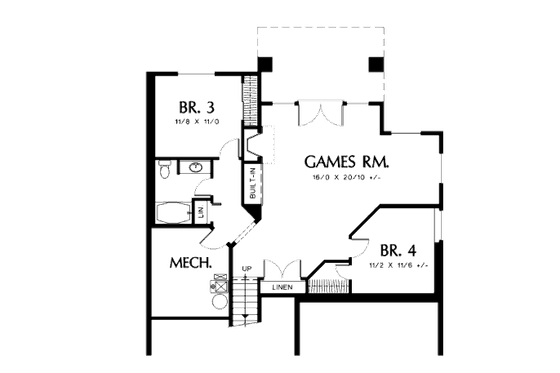 Floor Plan - Lower Floor for Traditional House Plan #48-285 - 4 bed, 3 bath