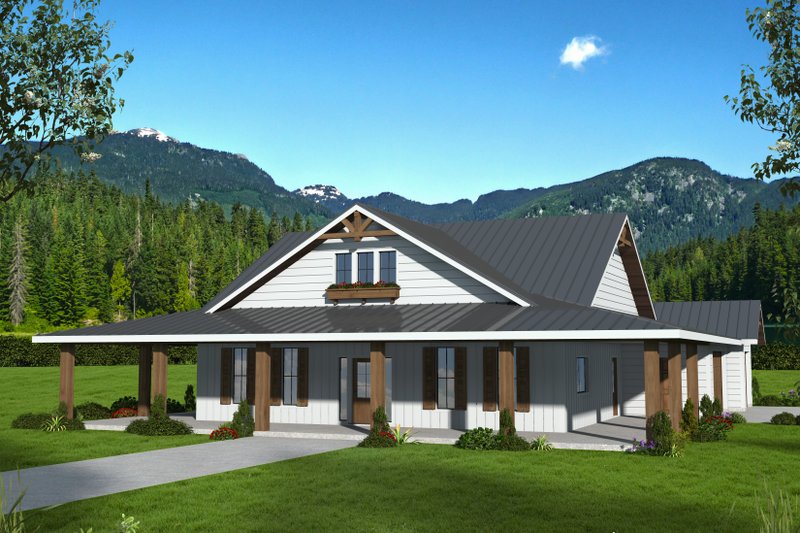 House Blueprint - Farmhouse Exterior - Front Elevation Plan #117-1074