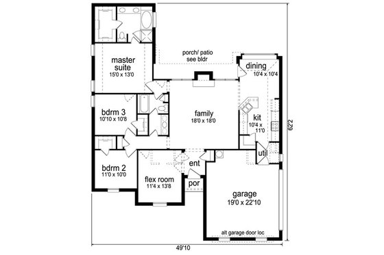 Floor Plan - Main Floor for Traditional House Plan #84-559 - 3 bed, 0 bath