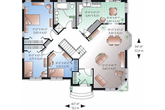 Floor Plan - Main Floor for Cottage House Plan #23-858 - 3 bed, 1 bath