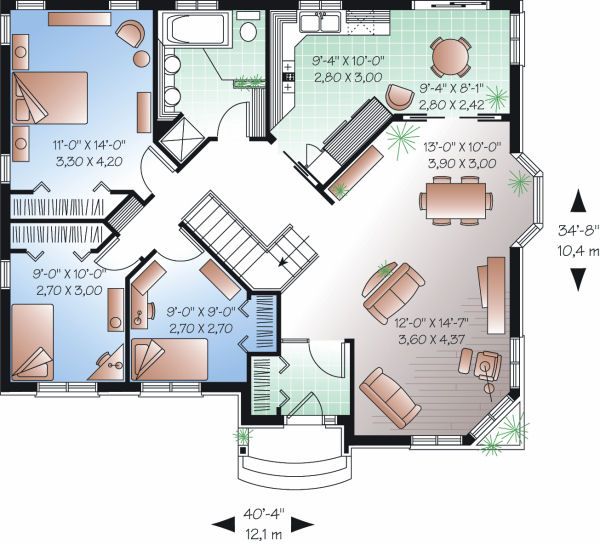House Plan Design - Cottage Floor Plan - Main Floor Plan #23-858