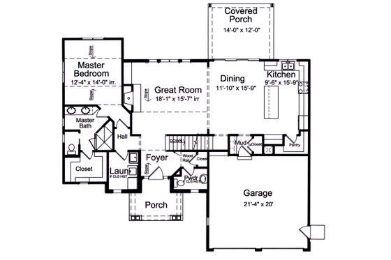 Floor Plan - Main Floor for Country House Plan #46-900 - 3 bed, 2.5 bath