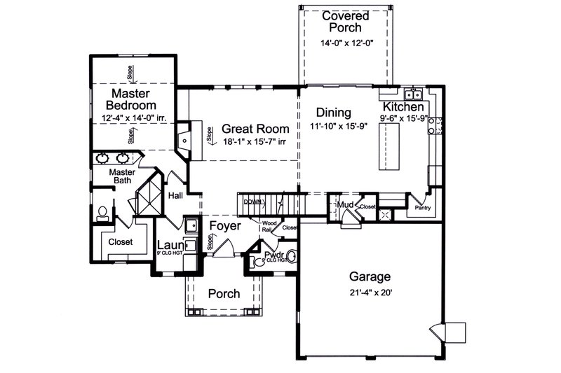 Dream House Plan - Floor Plan - Main Floor for Country House Plan #46-900 - 3 bed, 2.5 bath