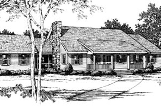 Exterior - Front Elevation for Ranch House Plan #10-137 - 3 bed, 2 bath