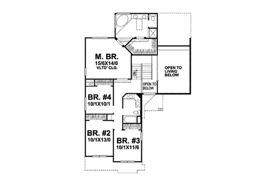 Floor Plan - Upper Floor for Traditional House Plan #50-280 - 4 bed, 3 bath
