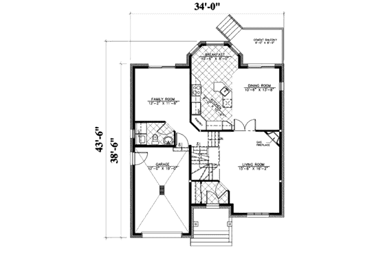 Floor Plan - Main Floor for European House Plan #138-268 - 3 bed, 2.5 bath