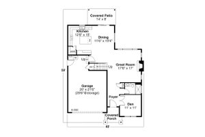 Floor Plan - Main Floor for Craftsman House Plan #124-1352 - 4 bed, 3 bath