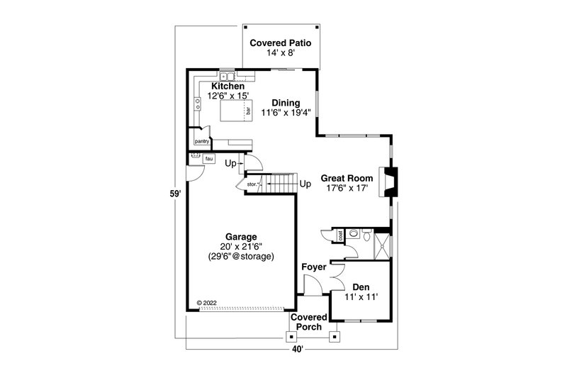 Home Plan - Floor Plan - Main Floor for Craftsman House Plan #124-1352 - 4 bed, 3 bath