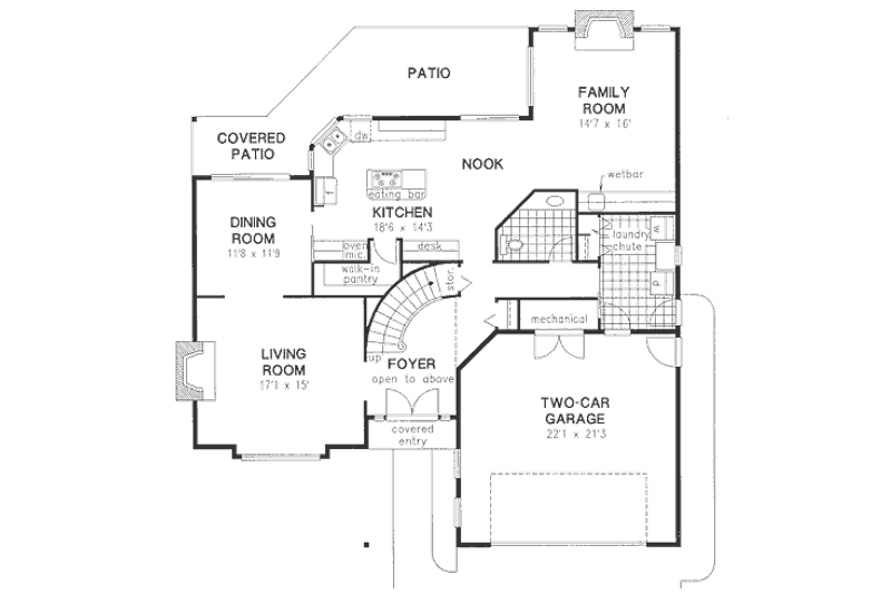House Plan Design - Floor Plan - Main Floor for Traditional House Plan #18-8965 - 4 bed, 2.5 bath