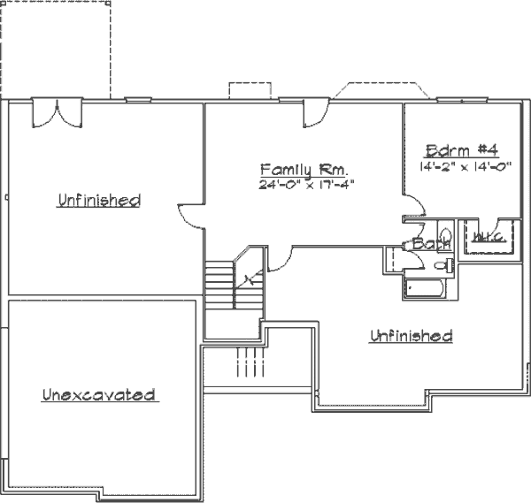 Architectural House Design - Traditional Floor Plan - Lower Floor Plan #31-118