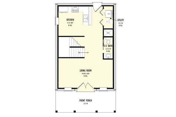 Floor Plan - Main Floor for Barndominium House Plan #1092-18 - 1 bed, 1.5 bath