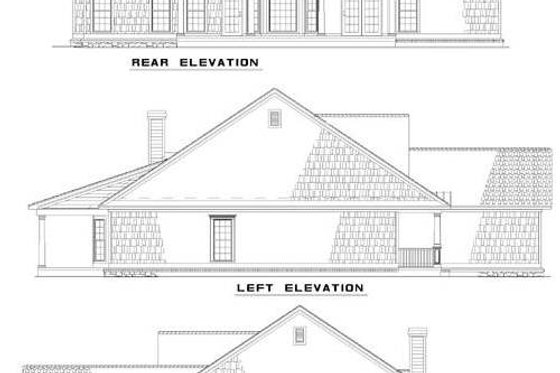 Exterior - Rear Elevation 1 for Traditional House Plan #17-1086 - 4 bed, 2 bath