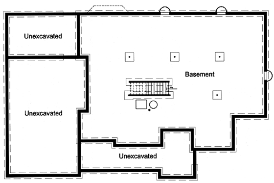 Floor Plan - Lower Floor for European House Plan #46-472 - 4 bed, 2.5 bath