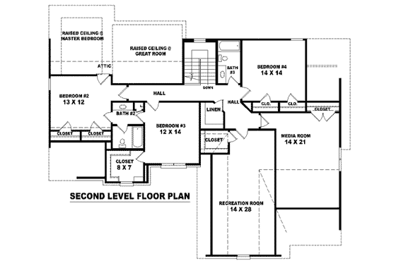 Floor Plan - Upper Floor for European House Plan #81-980 - 4 bed, 3.5 bath
