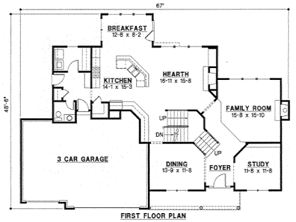 Traditional Floor Plan - Main Floor Plan #67-746