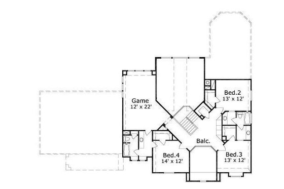 Floor Plan - Upper Floor for European House Plan #411-258 - 4 bed, 3 bath