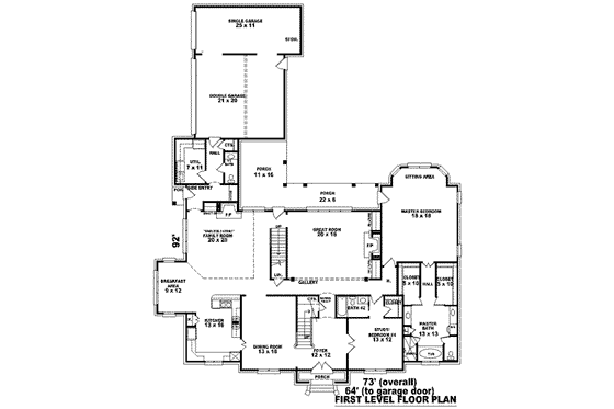 Floor Plan - Main Floor for Colonial House Plan #81-1629 - 4 bed, 4 bath