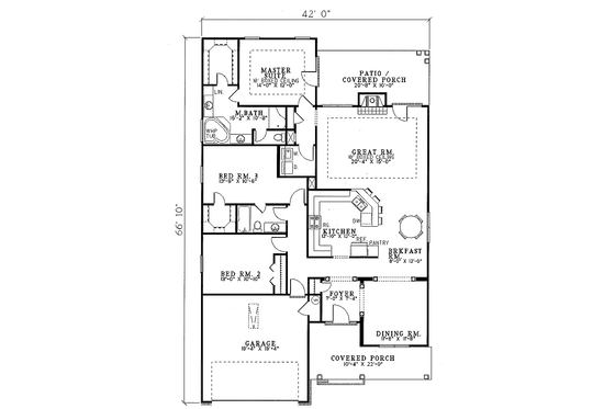 Floor Plan - Main Floor for Country House Plan #17-181 - 3 bed, 2 bath
