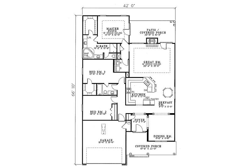 Dream House Plan - Floor Plan - Main Floor for Country House Plan #17-181 - 3 bed, 2 bath