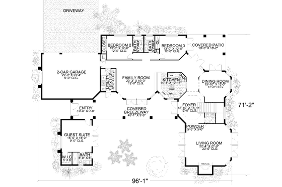 Floor Plan - Main Floor for Mediterranean House Plan #420-169 - 6 bed, 5.5 bath