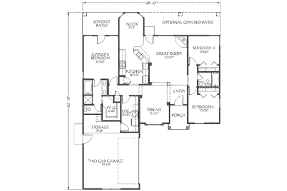 Floor Plan - Main Floor for Adobe / Southwestern House Plan #24-183 - 3 bed, 2 bath