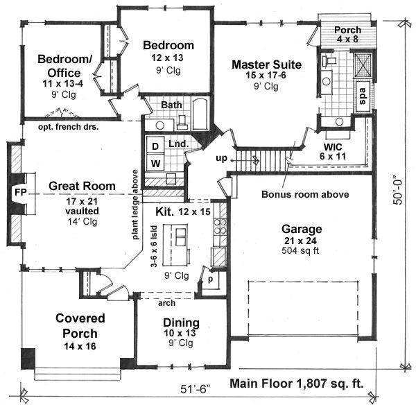 Craftsman Floor Plan - Main Floor Plan #51-551