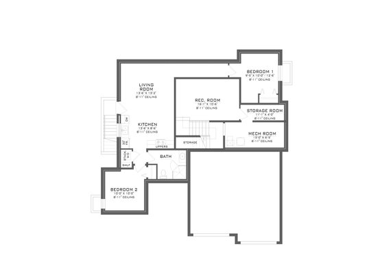 Floor Plan - Lower Floor for Craftsman House Plan #1086-18 - 4 bed, 2.5 bath