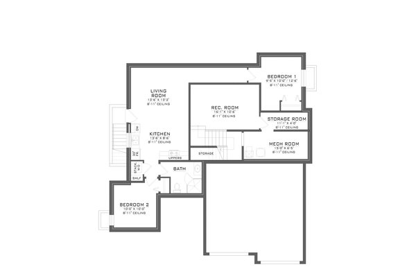 Craftsman Floor Plan - Lower Floor Plan #1086-18