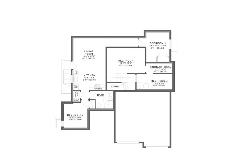 Home Plan - Floor Plan - Lower Floor for Craftsman House Plan #1086-18 - 4 bed, 2.5 bath