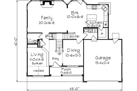 Floor Plan - Main Floor for European House Plan #57-126 - 4 bed, 2.5 bath