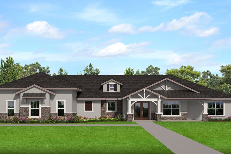 Dream House Plan - Craftsman Exterior - Front Elevation Plan #1058-221