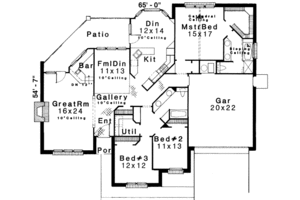 Floor Plan - Main Floor for European House Plan #310-115 - 3 bed, 2 bath