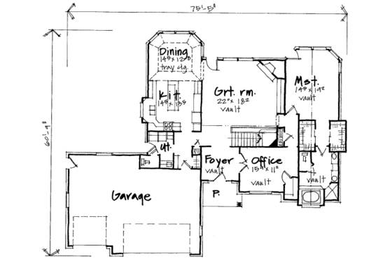 Floor Plan - Main Floor for European House Plan #308-206 - 4 bed, 3.5 bath
