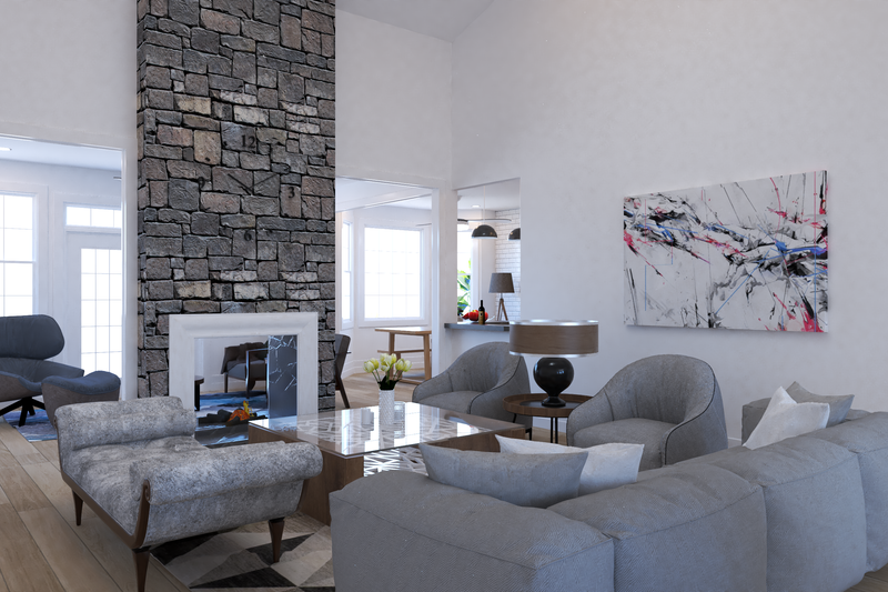 House Blueprint - Interior - Family Room for Traditional House Plan #54-397 - 3 bed, 2 bath