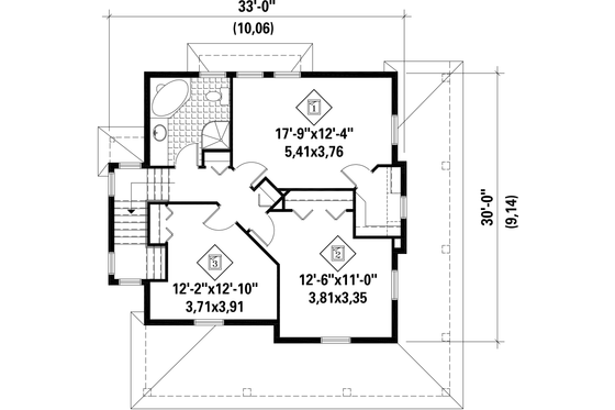 Floor Plan - Upper Floor for Country House Plan #25-4552 - 3 bed, 1 bath