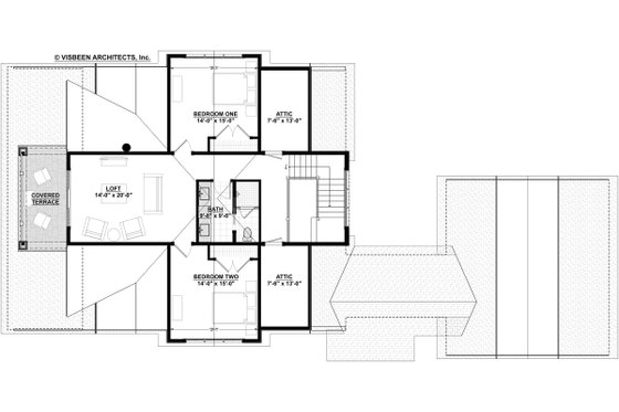 Floor Plan - Upper Floor for Bungalow House Plan #928-330 - 3 bed, 2.5 bath