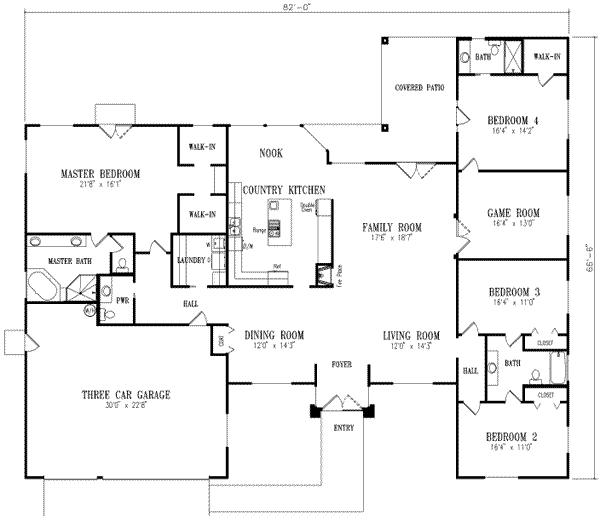 Architectural House Design - Adobe / Southwestern Floor Plan - Main Floor Plan #1-813