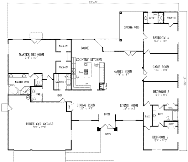 Adobe / Southwestern Floor Plan - Main Floor Plan #1-813
