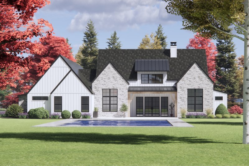 Home Plan - Exterior - Rear Elevation for European House Plan #1096-63 - 4 bed, 3.5 bath