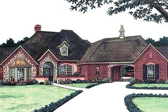 Exterior - Front Elevation for European House Plan #310-827 - 3 bed, 2.5 bath