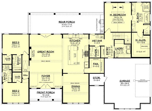 Dream House Plan - Floor Plan - Main Floor for Farmhouse House Plan #430-436 - 3 bed, 2 bath