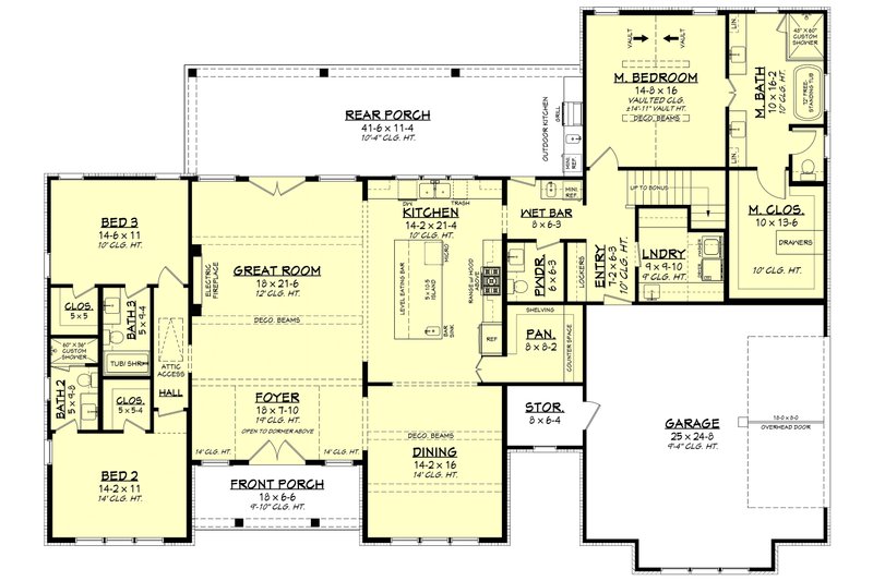 Dream House Plan - Floor Plan - Main Floor for Farmhouse House Plan #430-436 - 3 bed, 2 bath