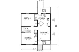 Floor Plan - Main Floor for Cottage House Plan #14-238 - 2 bed, 1 bath