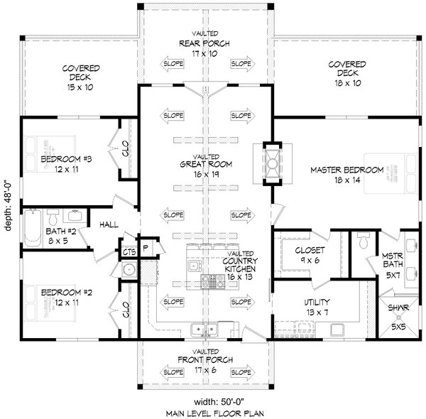 Home Plan - Country Floor Plan - Main Floor Plan #932-1018