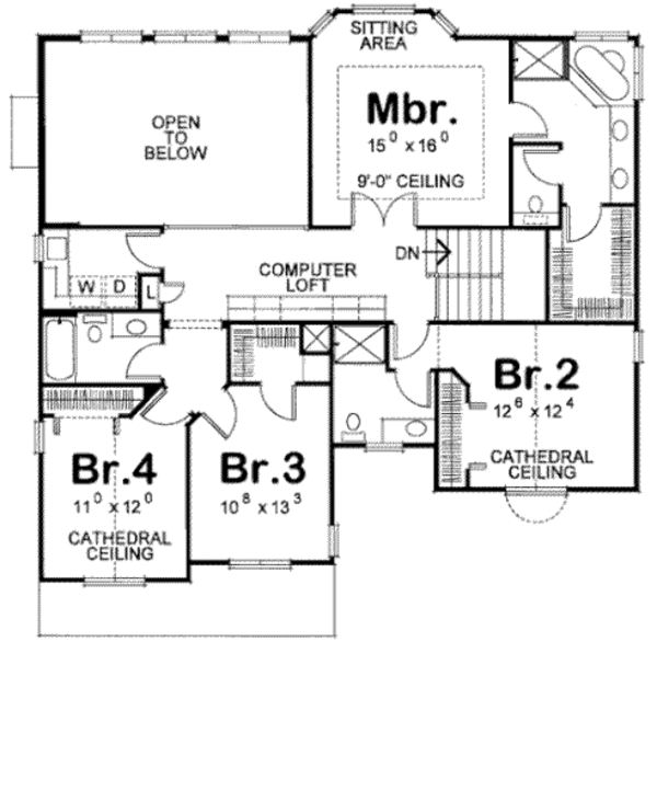 House Design - Country Floor Plan - Upper Floor Plan #20-1665