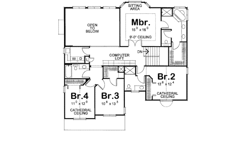 Home Plan - Floor Plan - Upper Floor for Country House Plan #20-1665 - 4 bed, 4 bath