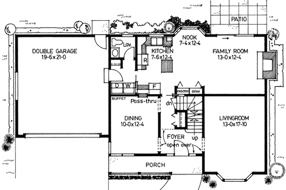 Floor Plan - Main Floor for Colonial House Plan #126-118 - 3 bed, 2.5 bath